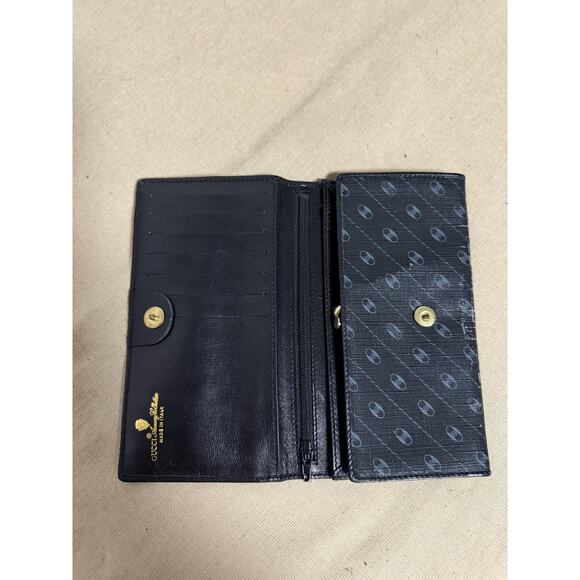 Vintage Gucci Wallet Womens One Size Black Leather Canvas Logo Trifold Italy - Picture 5 of 14